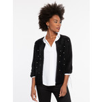 Black Fuzzy Cardigan w/ Rhinestone Embellishment