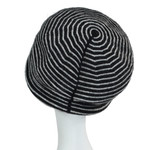 Esposito Wool Angora Striped Roll Brim Hat in Blk/Gray