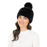 Fabulous Furs Hat/Knitted w/FauxFurPom