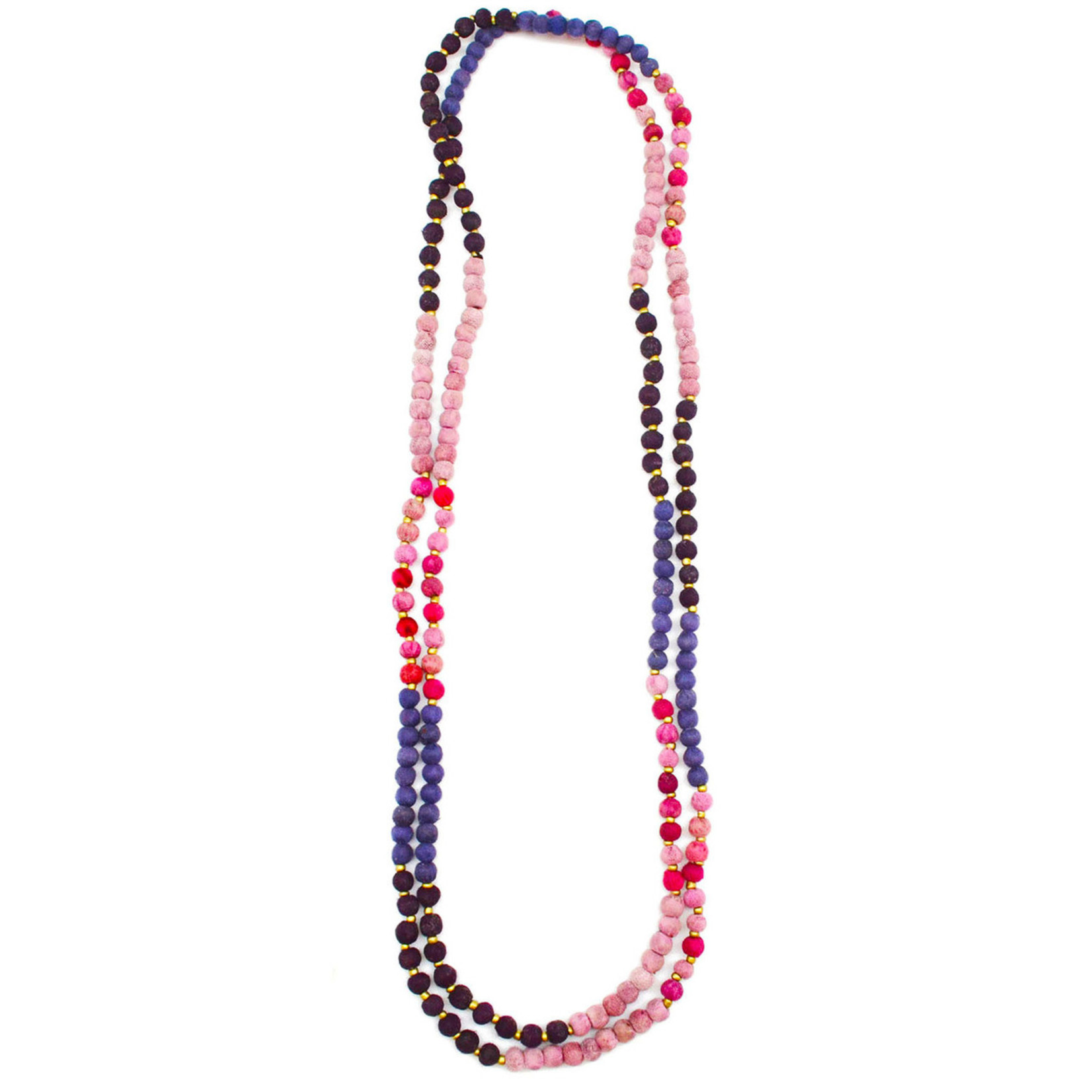 Necklace/ASHA 2 Strand Rainbow Silk Saree Covered Beads 28”