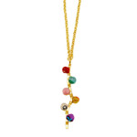 Necklace/Gold Bar w/Silk Saree Covered Beads 20â€
