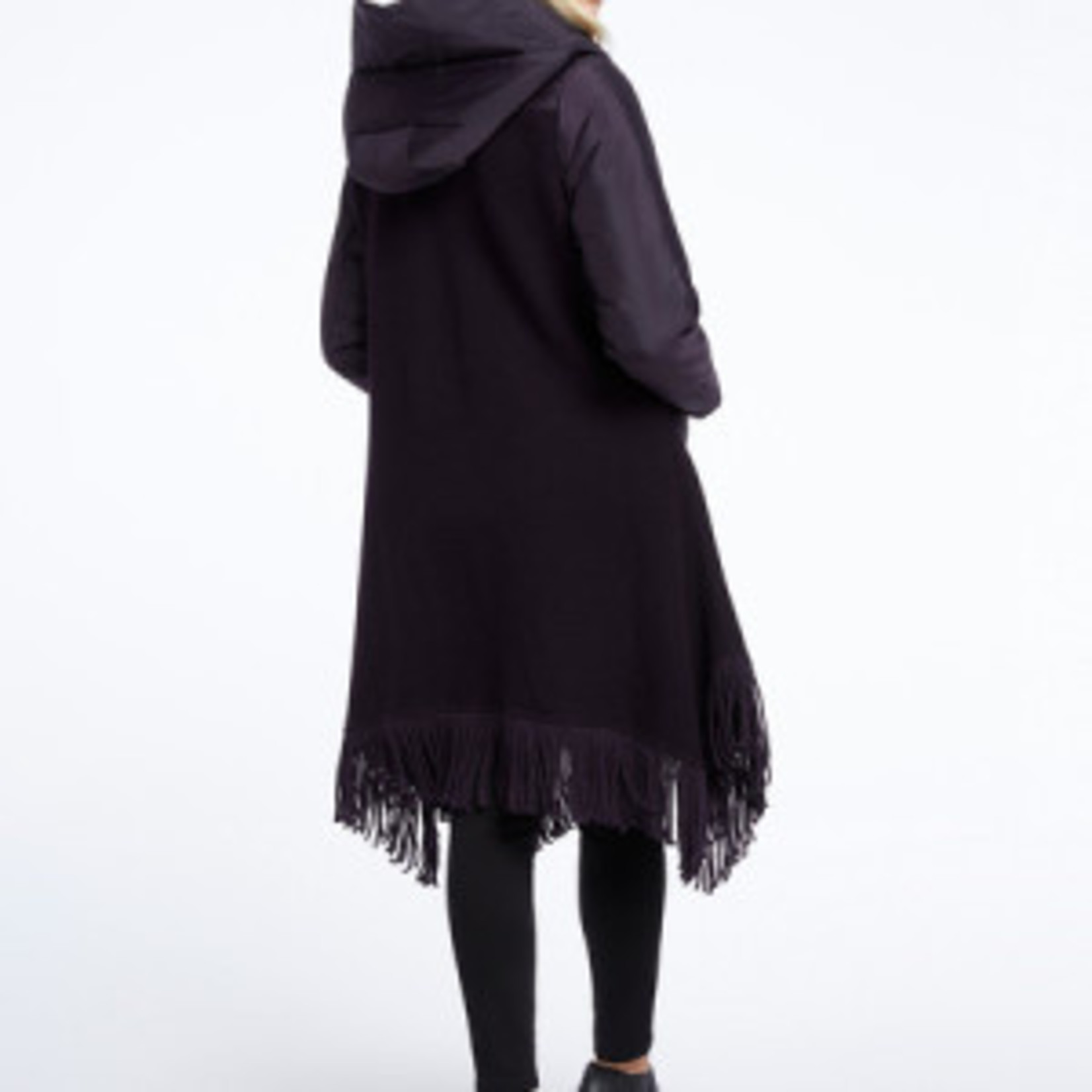 Nic+Zoe Catalyst Coat in Night Shade w/Textured Puffy Hood, Pockets/Fringe