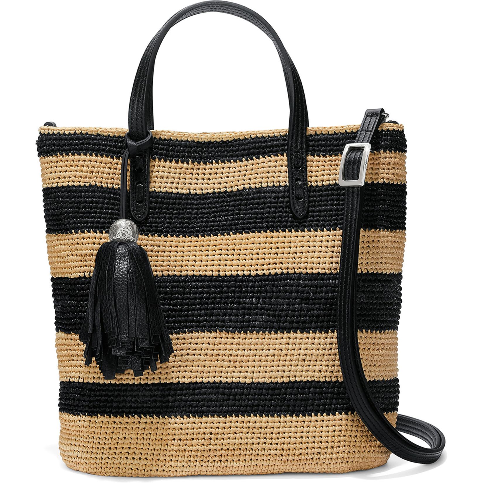 Brighton Dita Stripe Bucket Bag Black-Natural
