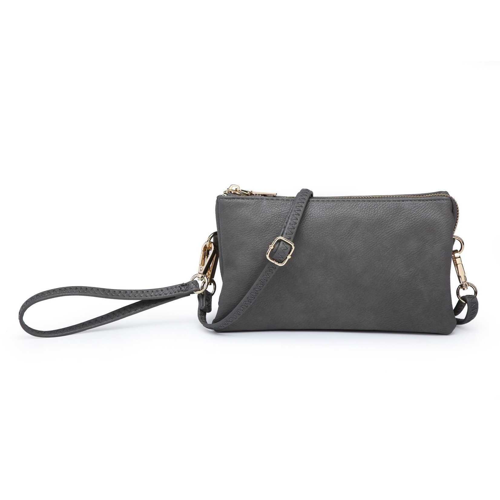 Jen & Co Riley Vegan Leather Double-Sided Wristlet/Crossbody - Charcoal (CHAR)