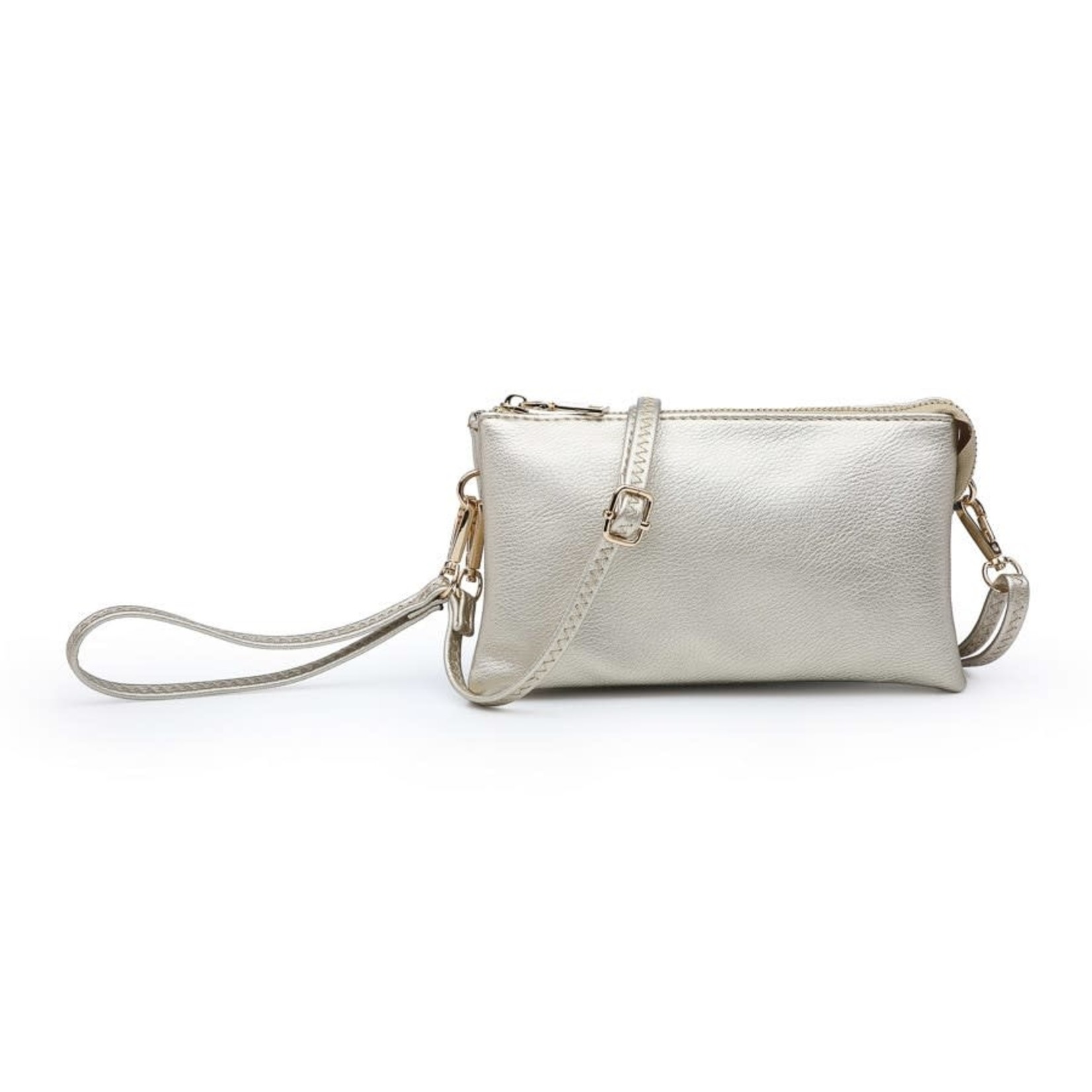 Jen & Co Riley Vegan Leather Double-Sided Wristlet/Crossbody - Light Gold (LGD)