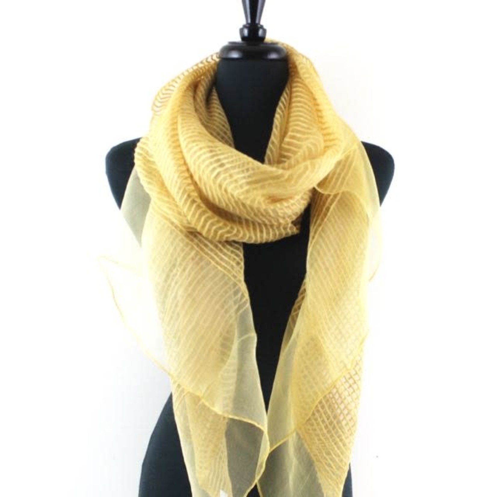 Pretty Persuasions Solstice Mustard Solid Sheer Ribbed Scarf