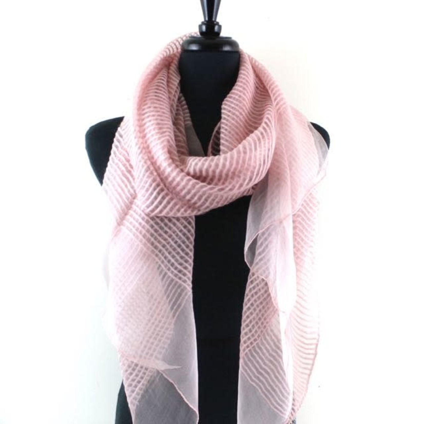 Pretty Persuasions Solstice Pink Solid Sheer Ribbed Scarf