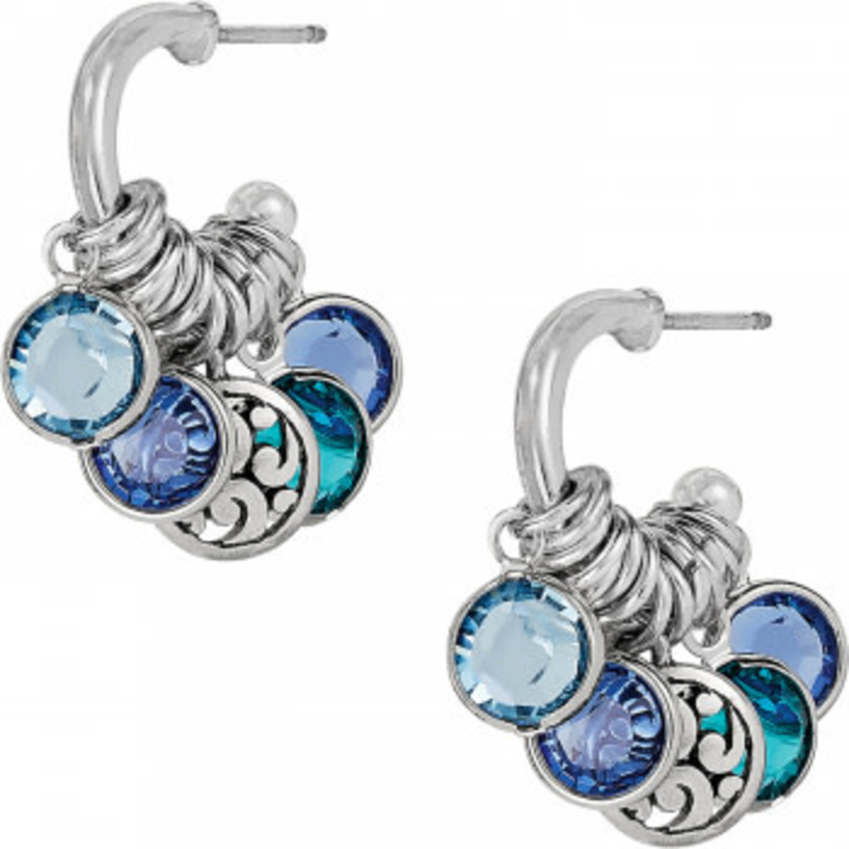 Brighton Elora Gems Small Hoop Earrings Silver-Blues