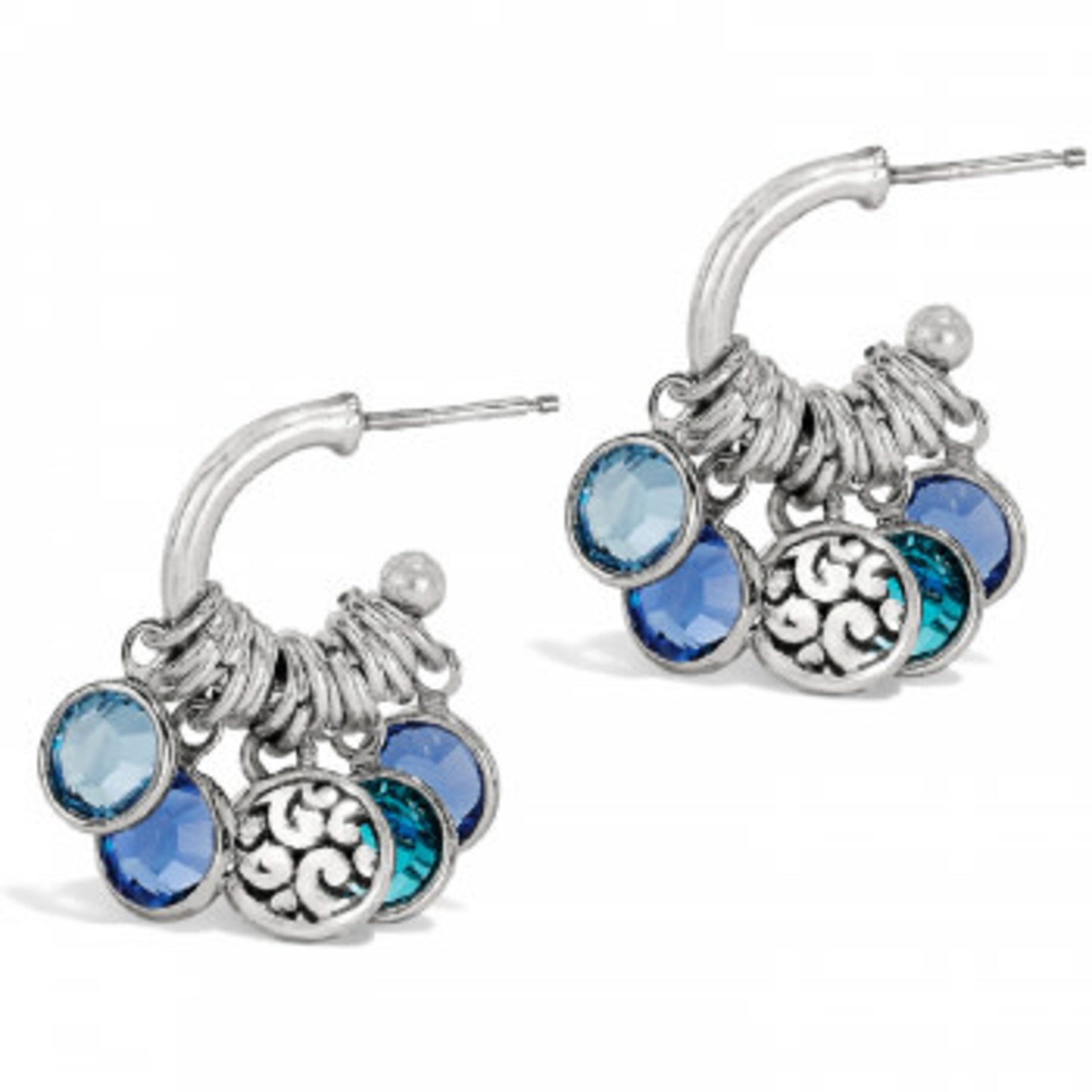 Brighton Elora Gems Small Hoop Earrings Silver-Blues