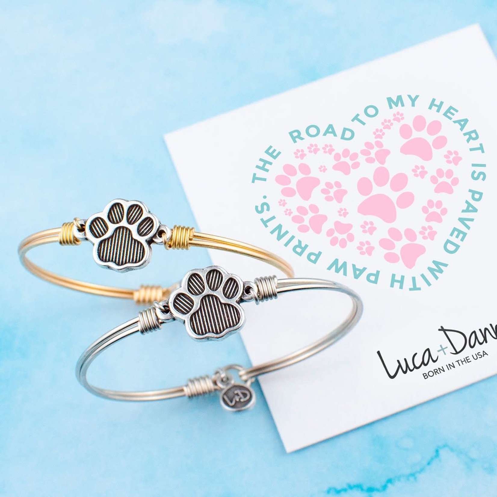 Luca+Danni Paw Print Bangle Bracelet in Brass/Regular