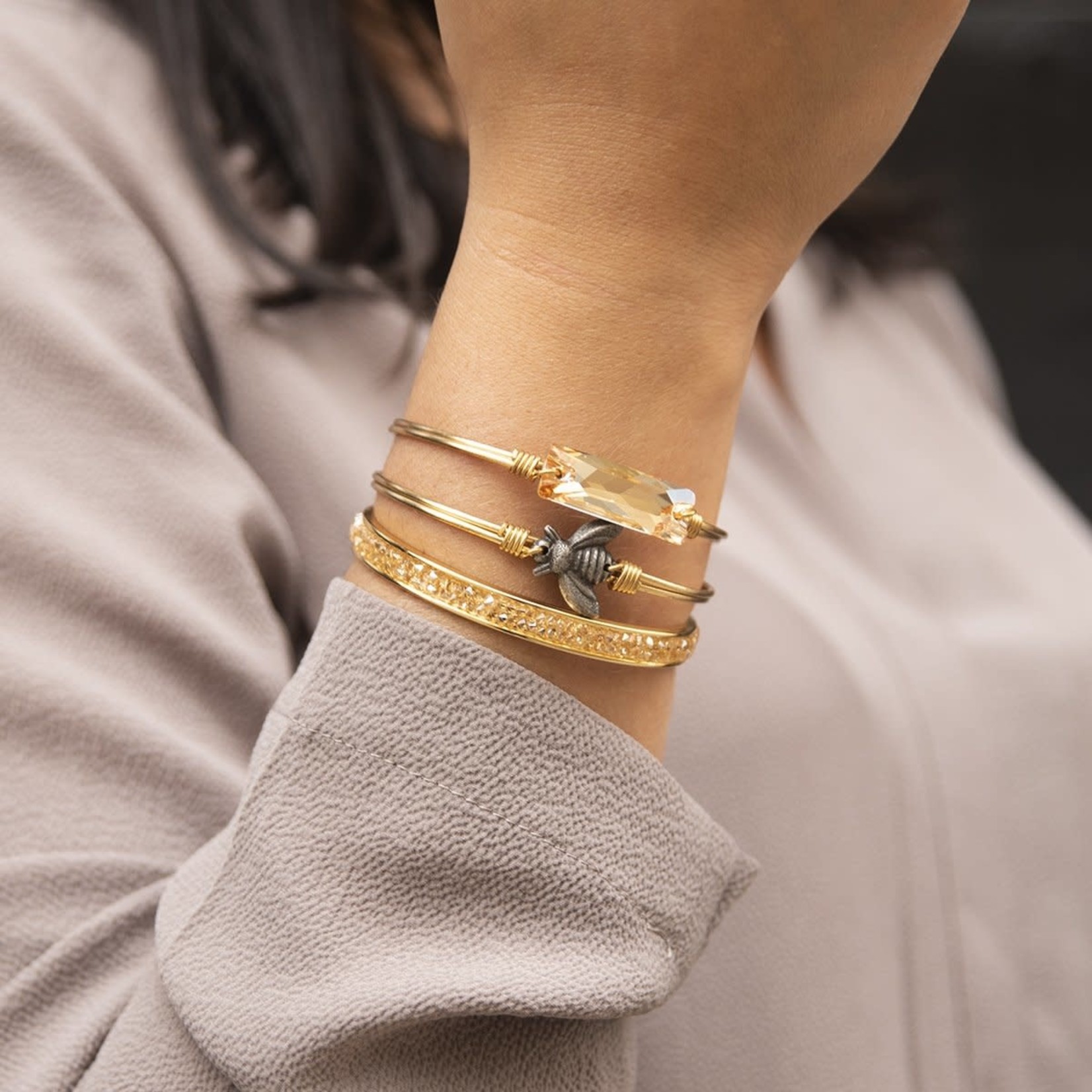 Hudson Bangle Bracelet In Champagne/Silver Tone/Petite