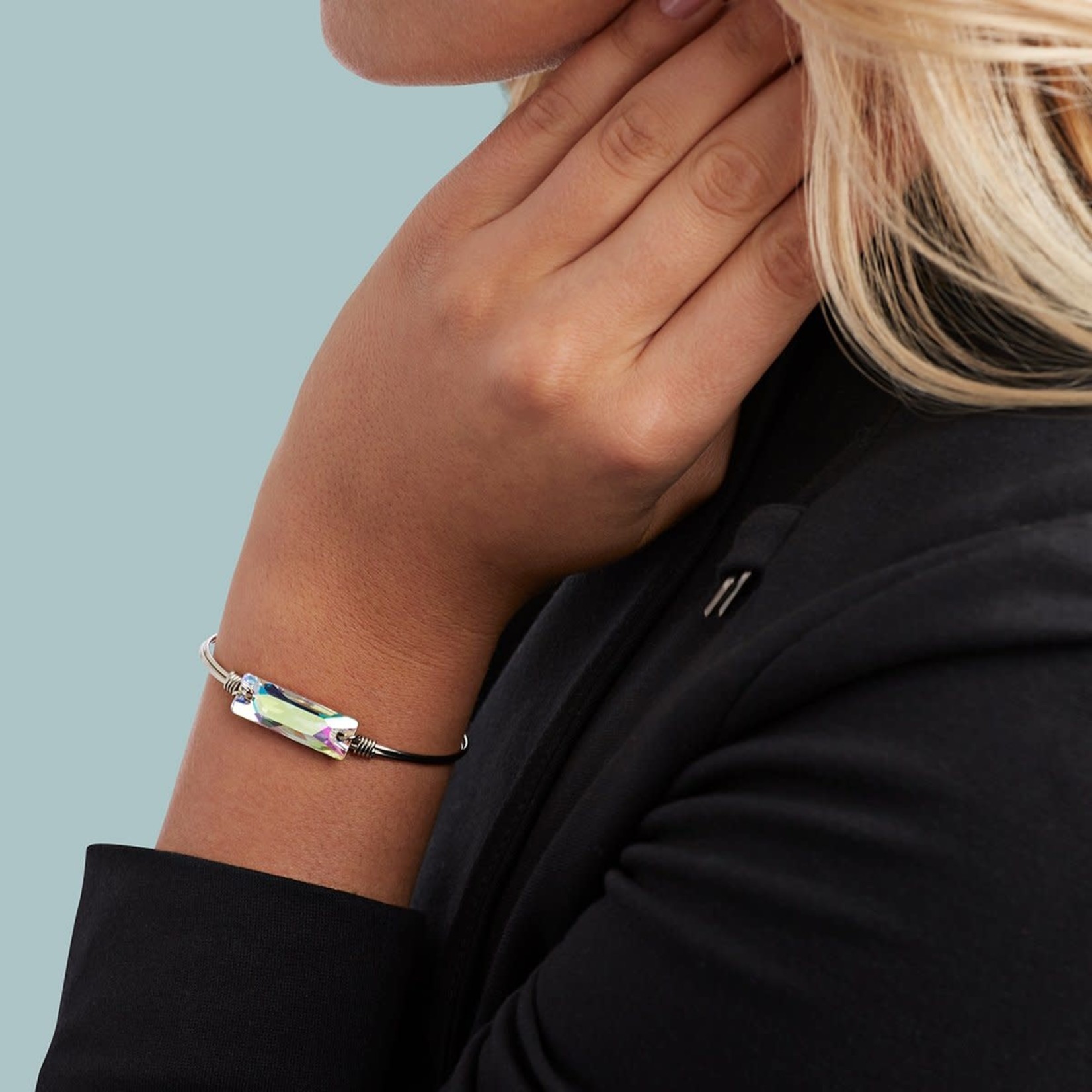 Hudson Bangle Bracelet In Crystal AB/Brass Petite