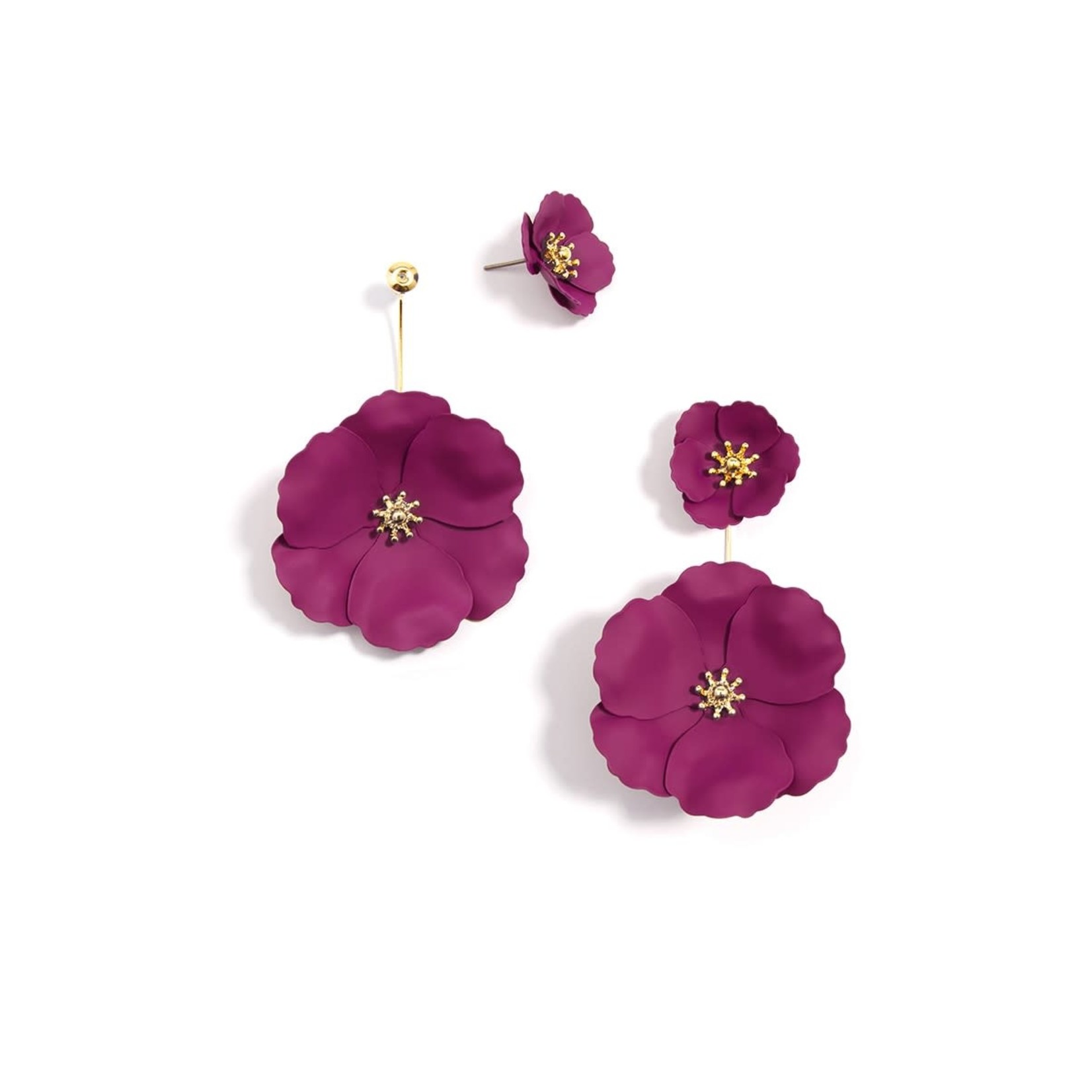 Flower Power Convertible Metal Berry Earrings w/18K Gold