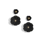 Zenzii Flower Power Black Metal Convertible Earrings w/18K Gold