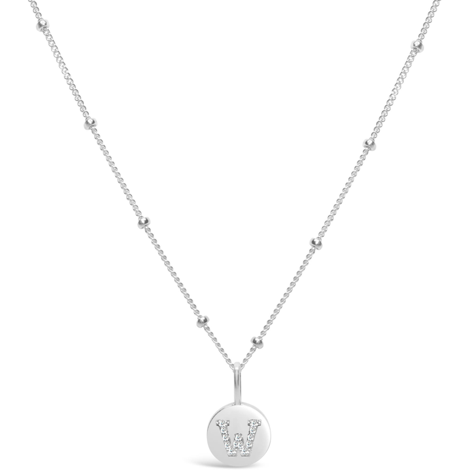 Love Letter "W" Mini Disk Necklace