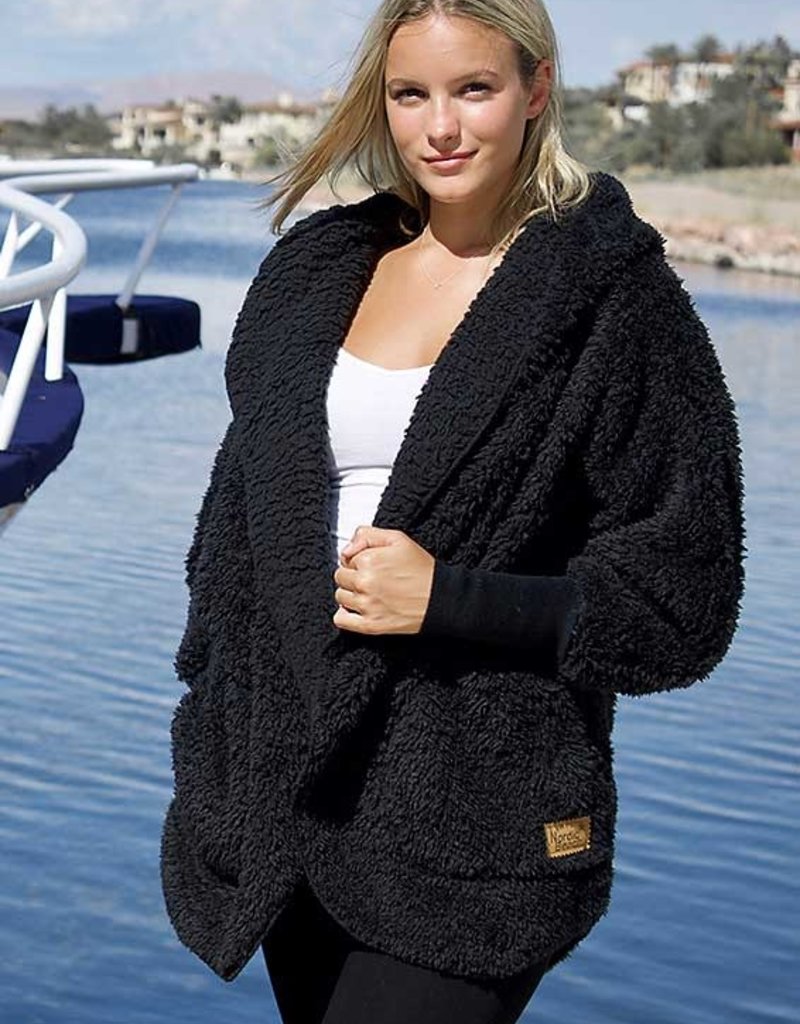 nordic beach hooded plush cardigan