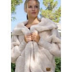 Nordic Beach Fuzzy Fleece Hooded Cardigan in Fluffy Frappe