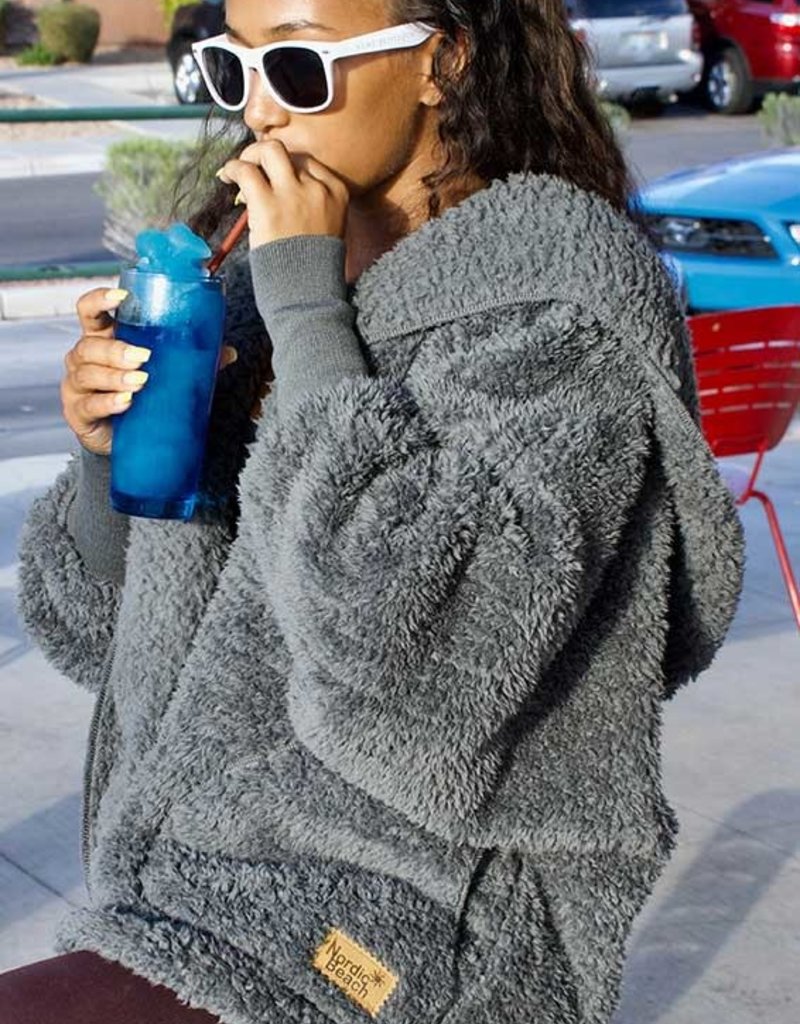 nordic beach hooded plush cardigan