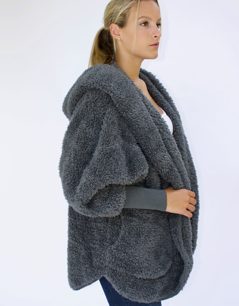 nordic beach hooded plush cardigan