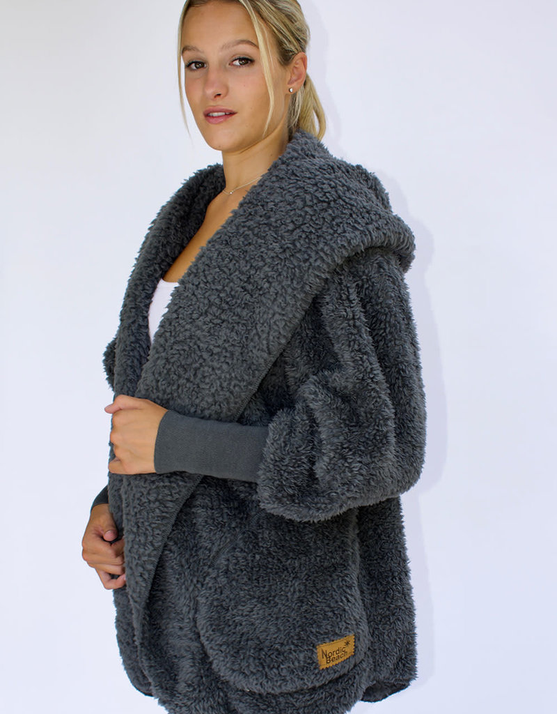 nordic beach hooded plush cardigan