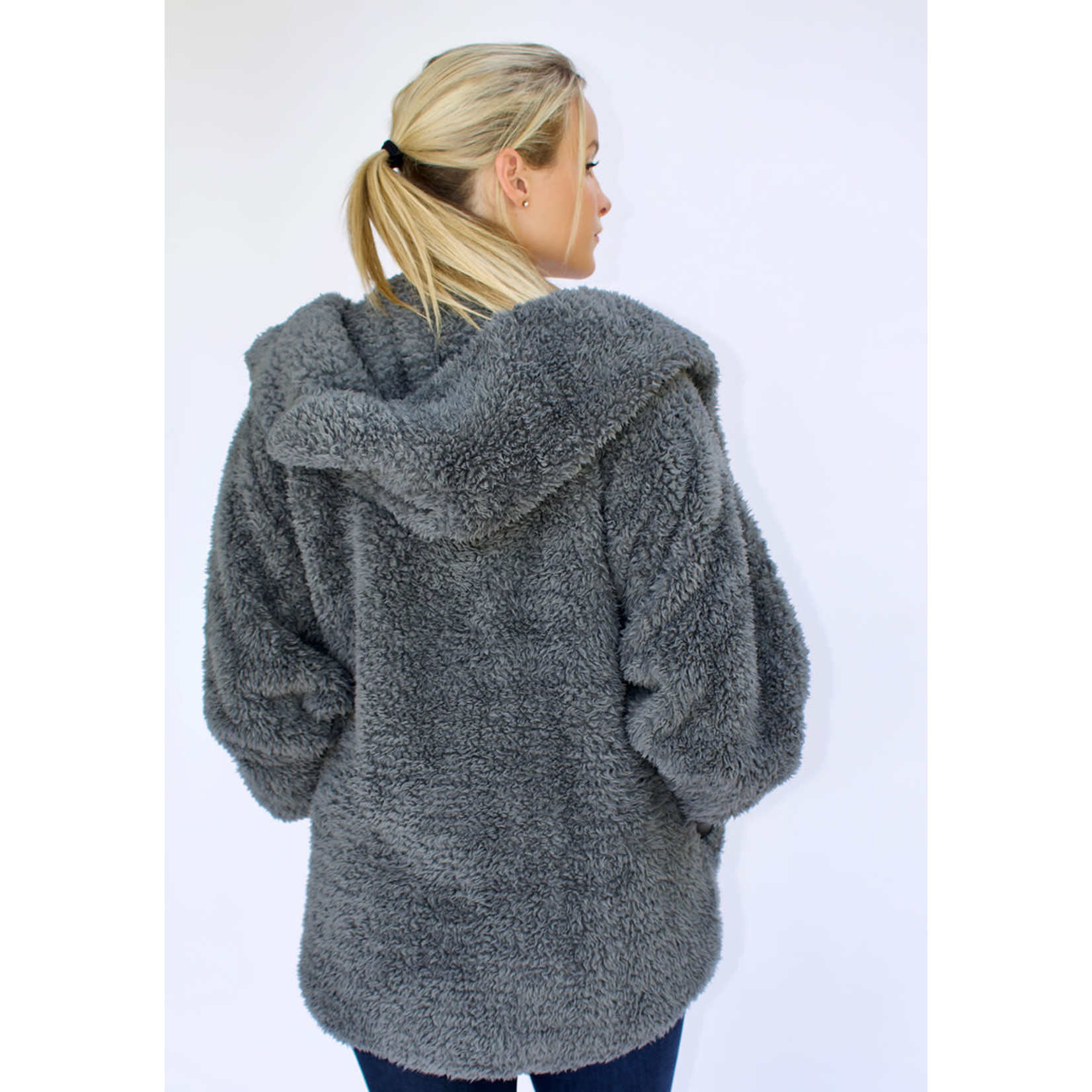 fleece hooded cardigan