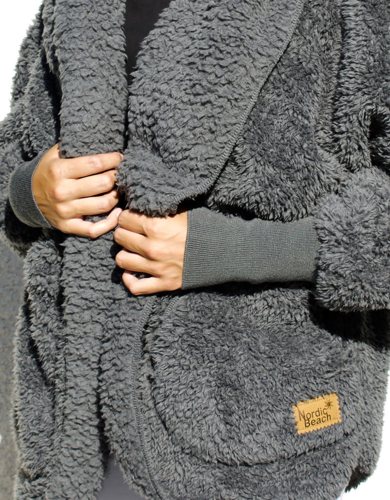 nordic beach hooded plush cardigan