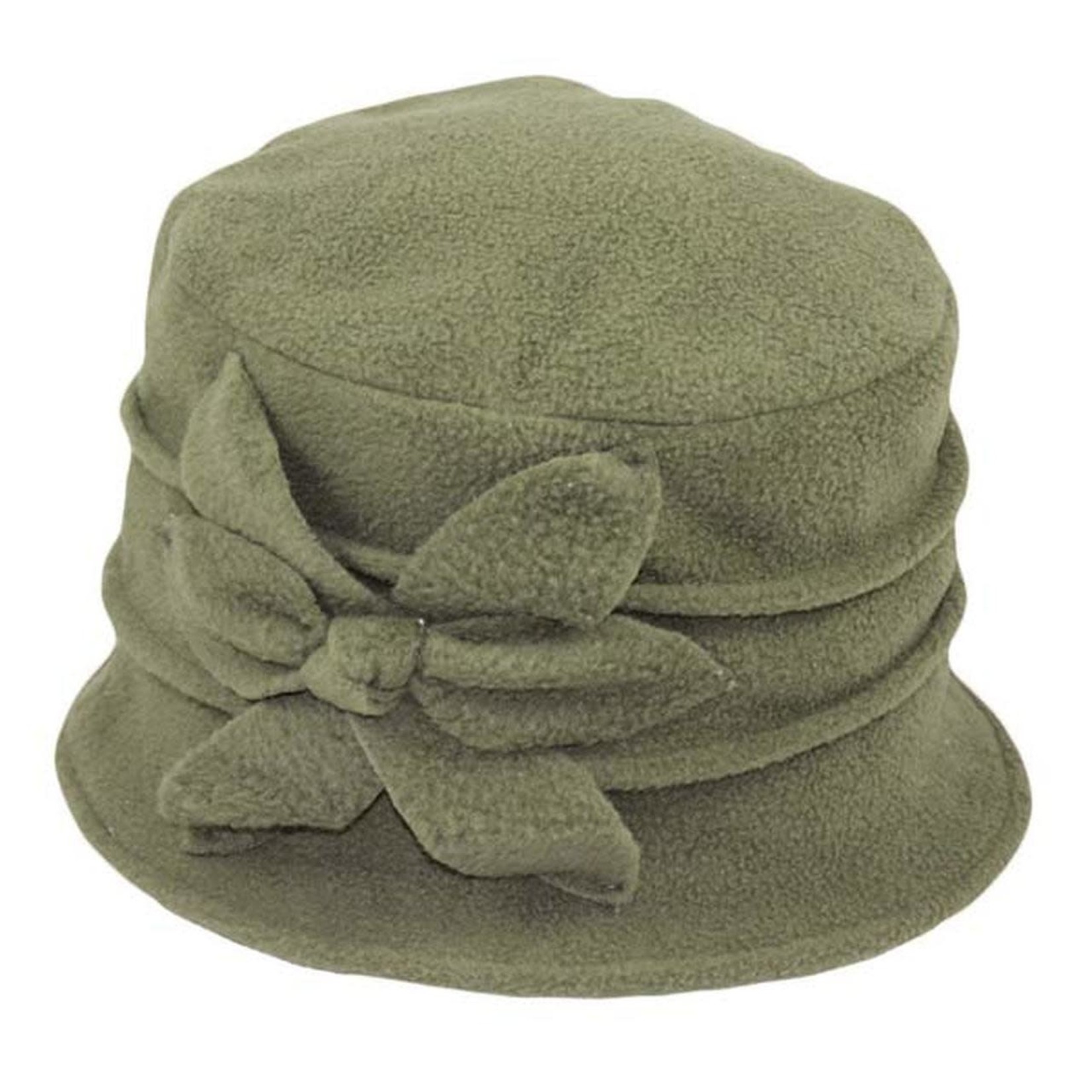 Jeanne Simmons Polar Fleece Brim Cap w/ Flower in Olive