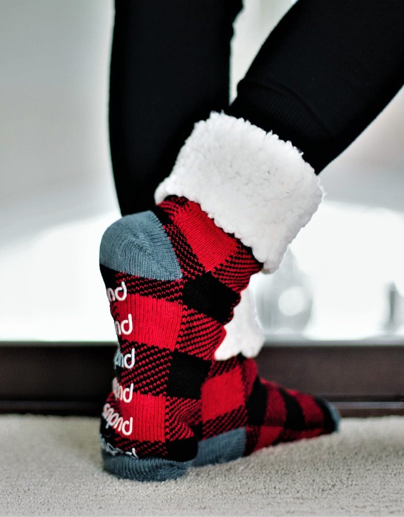 PUDUS Lumberjack Red and Black Toddler Slipper Socks