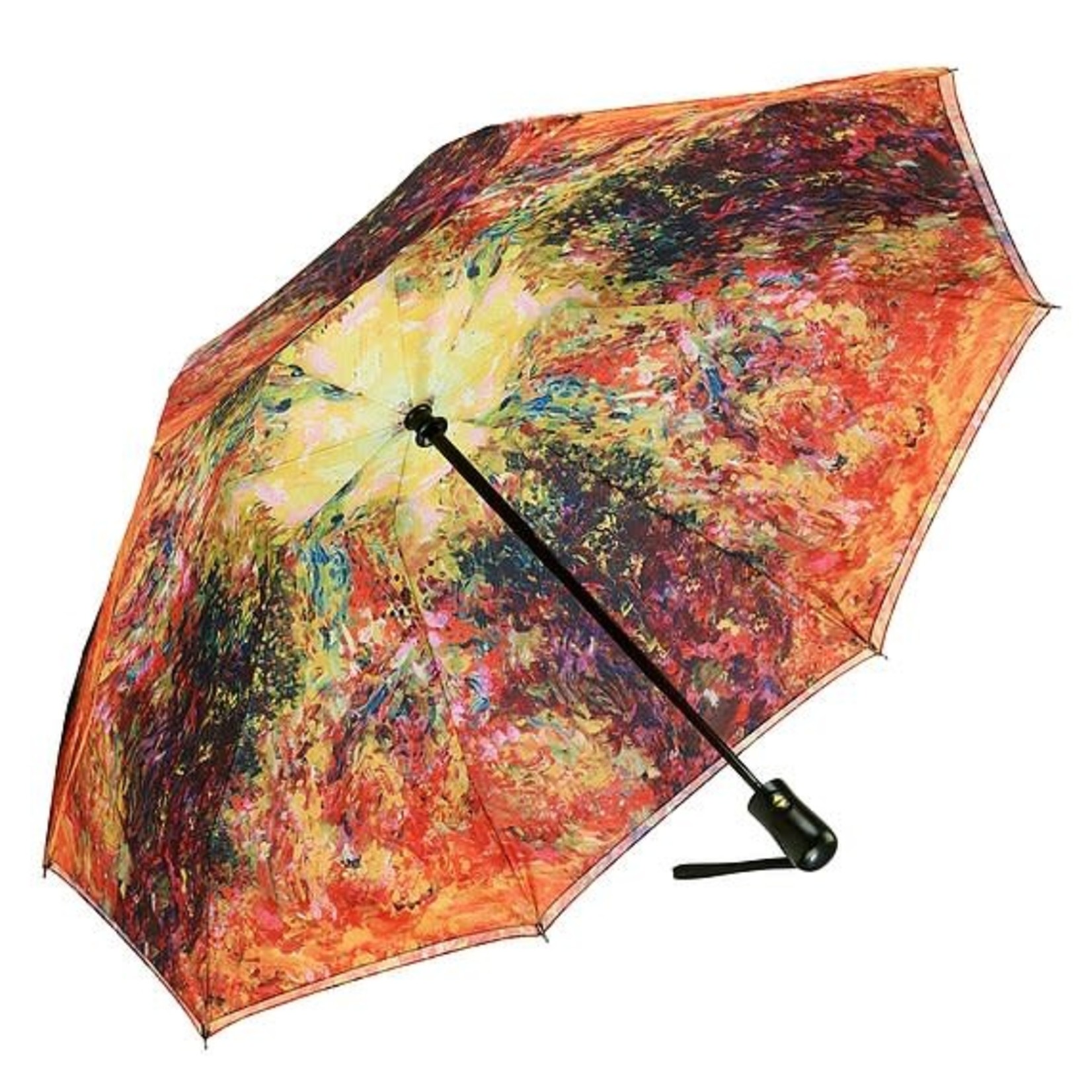Monet, The Artist's House from the Rose Garden Reverse Close Folding Umbrella