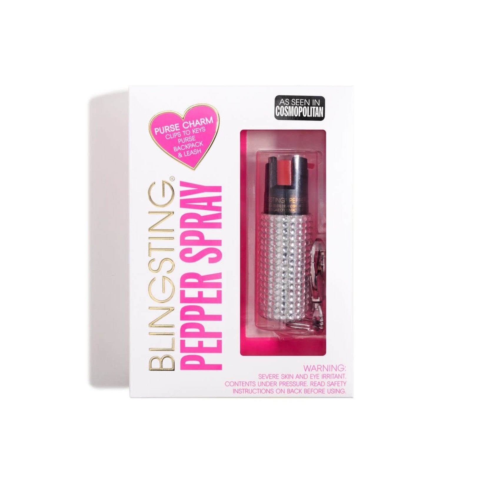 Blingsting Pepper Spray in Silver Rhinestone Case