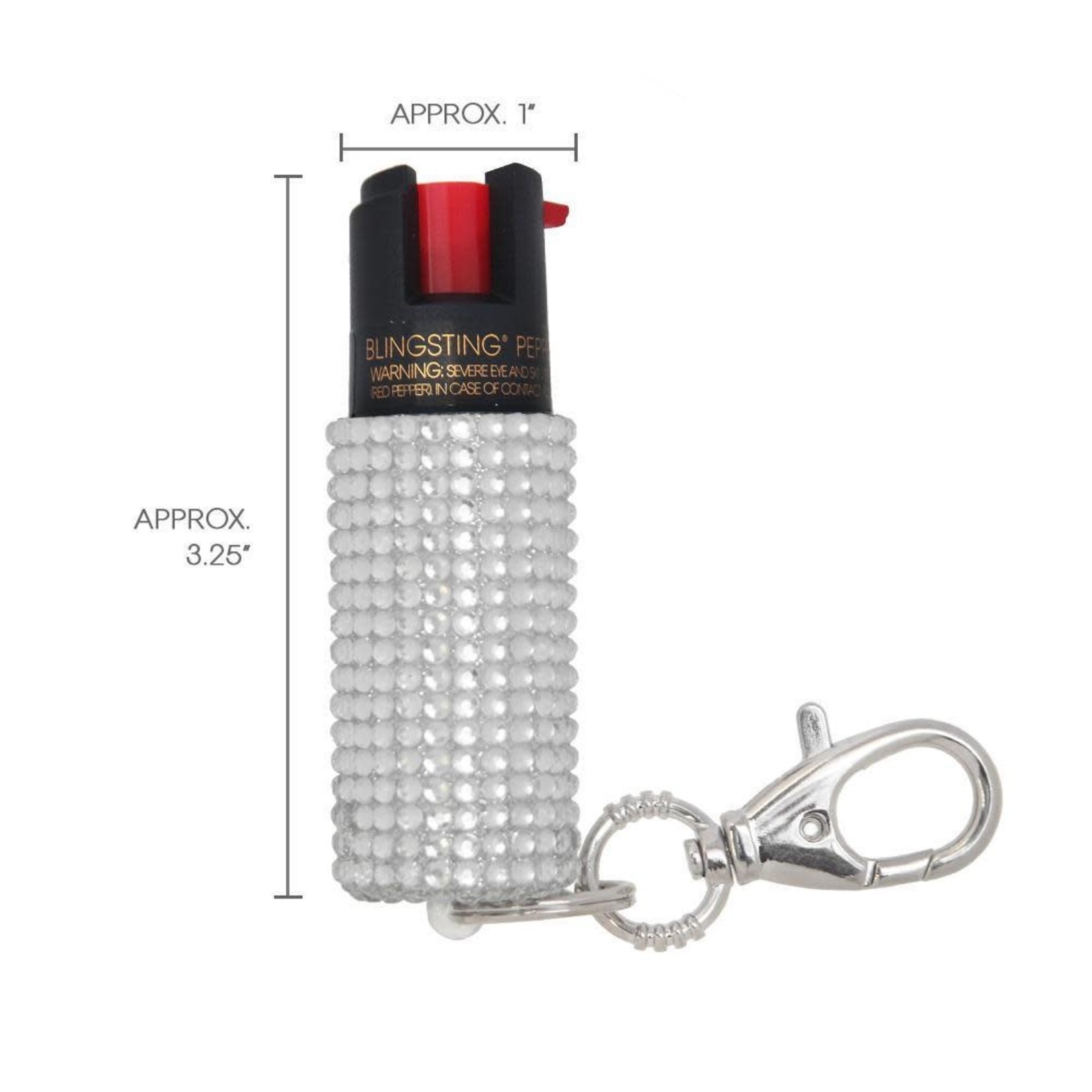 Blingsting Pepper Spray in Silver Rhinestone Case