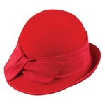 Jeanne Simmons 100% Wool Cloche Hat w/ Upturn Back Brim and  Twist Trim - Red