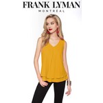 Woven V-Neck Layered Flowy Tank in Marigold