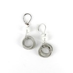 Sea Lily Silver Piano Wire Loop Earrings w/White Pearl