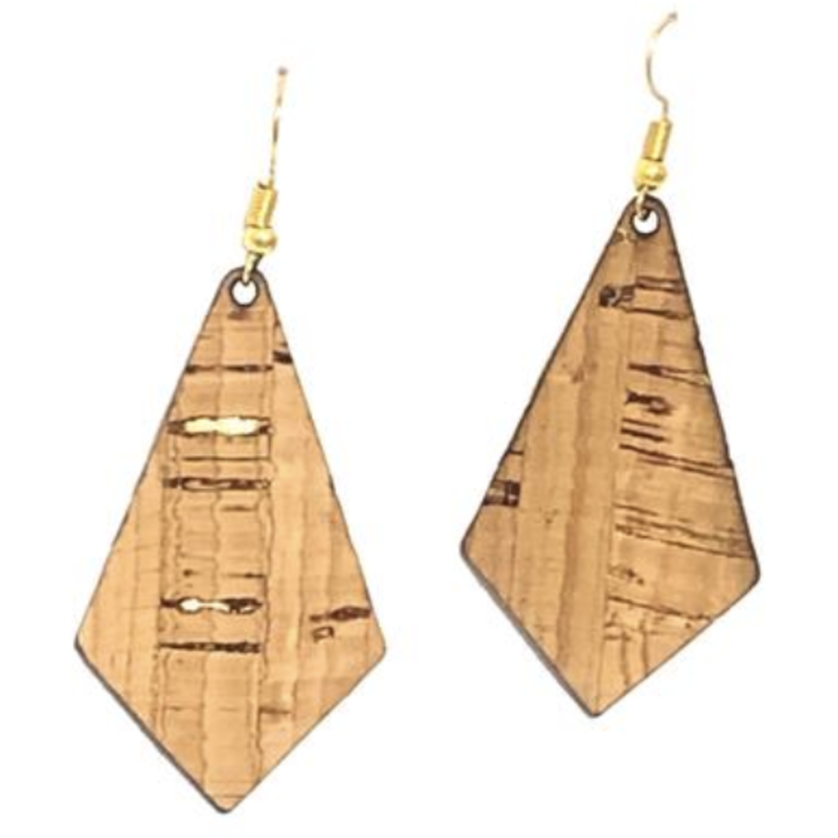 Queork Bamboo and Gold Cork Geometric Earrings