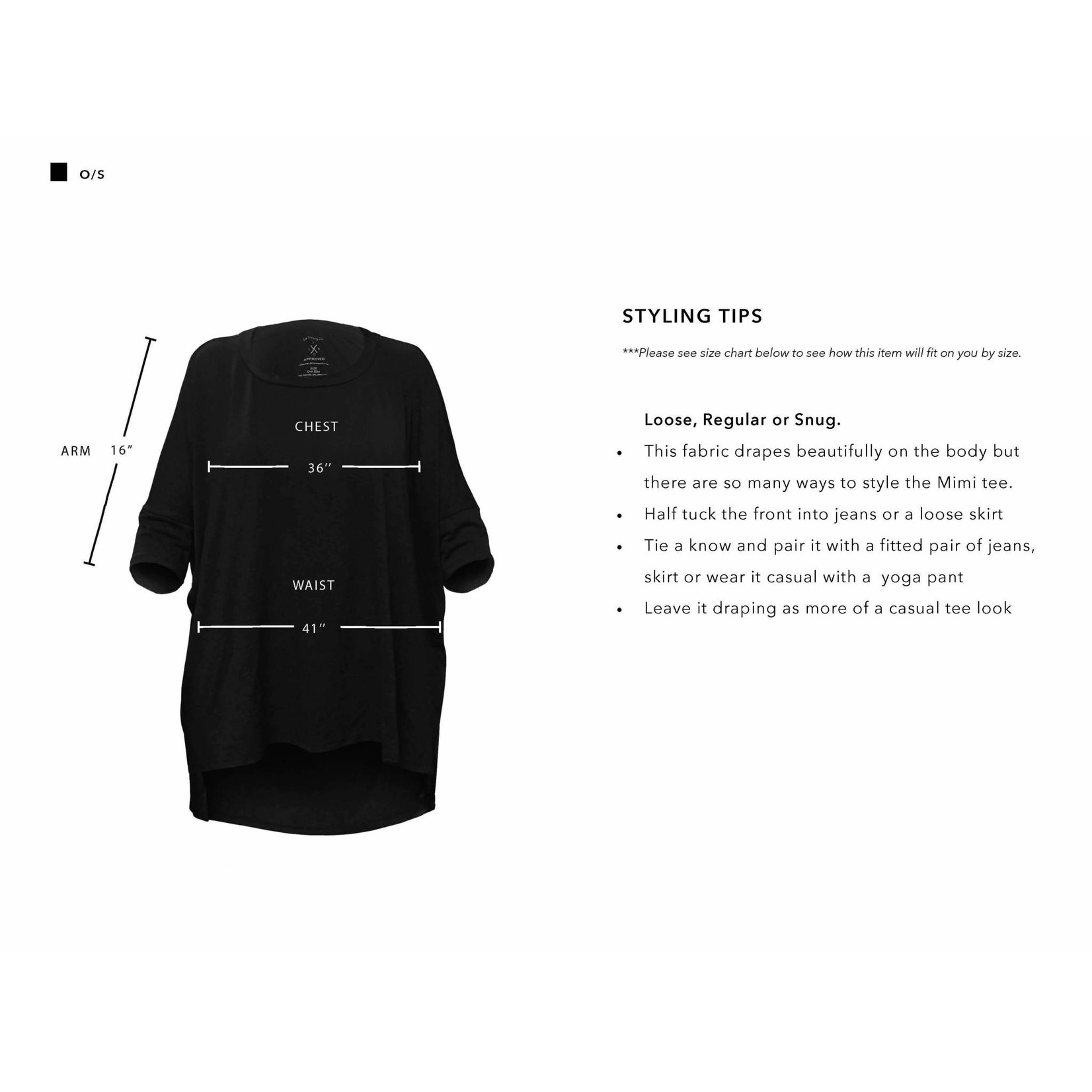 Los Angeles Trading Co Classy & Fabulous One Size Tee in Black