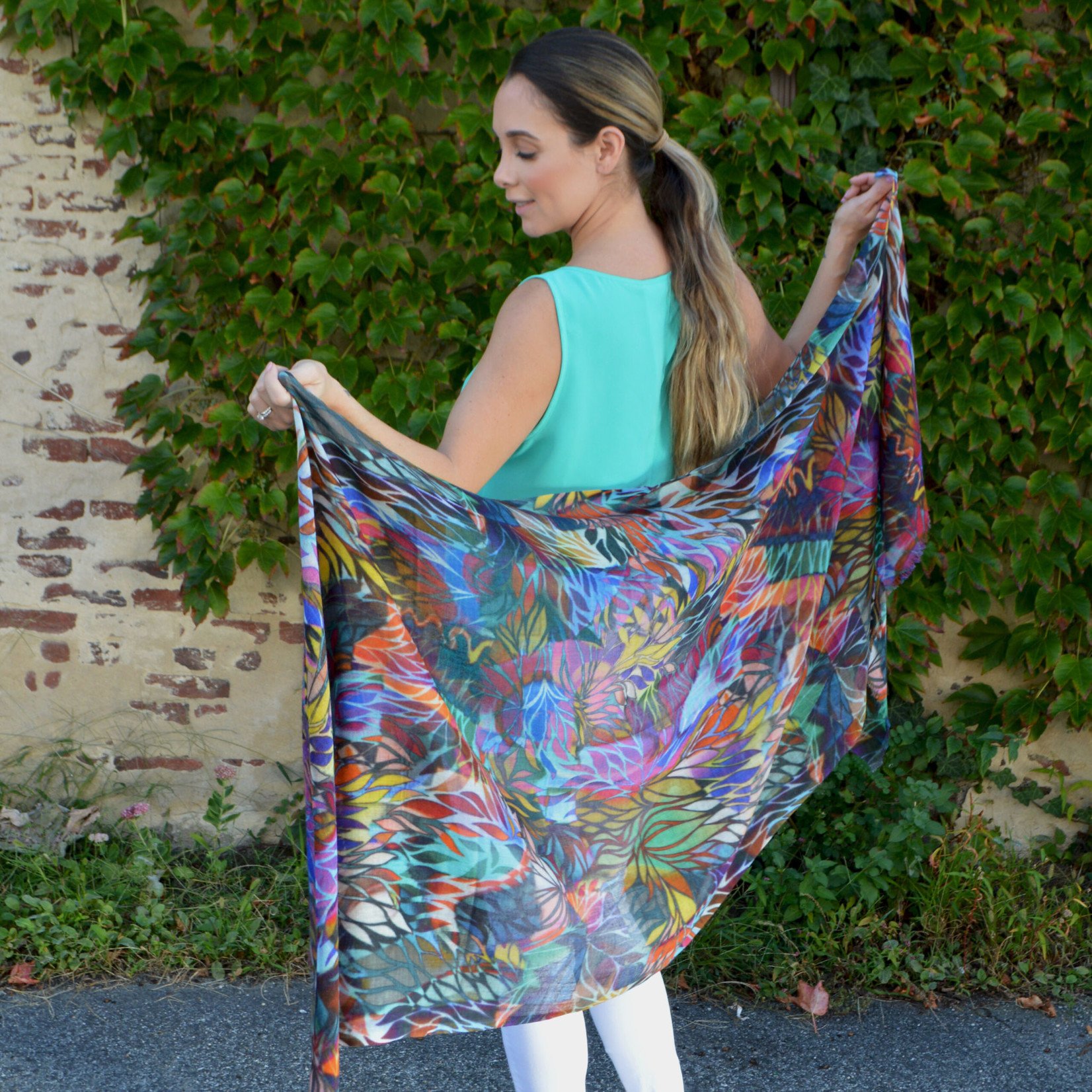 Tiffiney Digital Dahlia Print Scarf