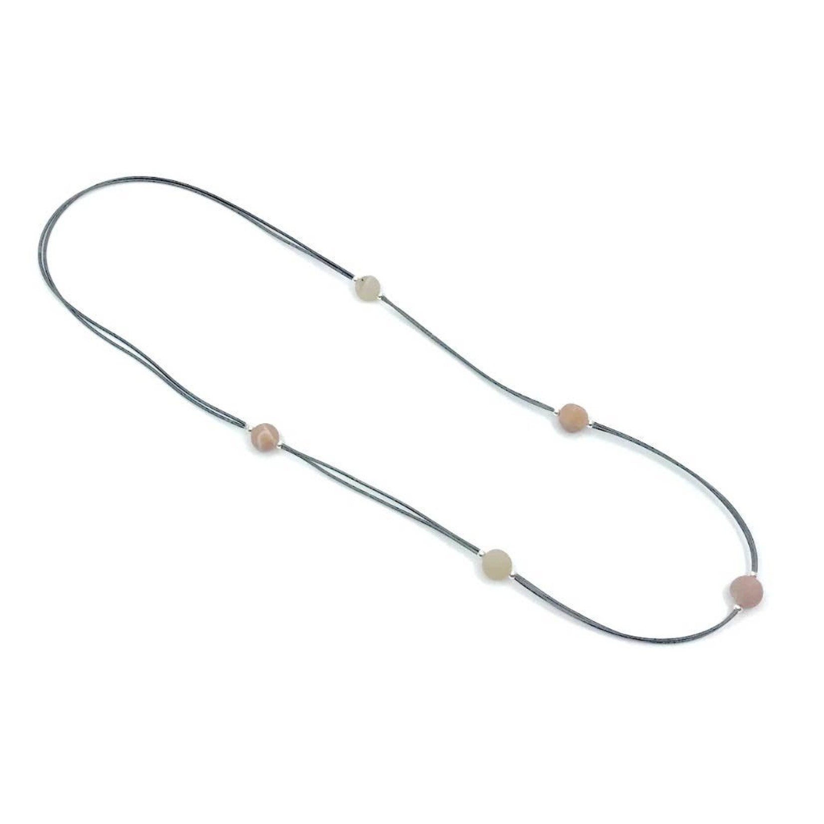Sea Lily 2 Strand Slate Wire Necklace w/Apricot Geode Beads