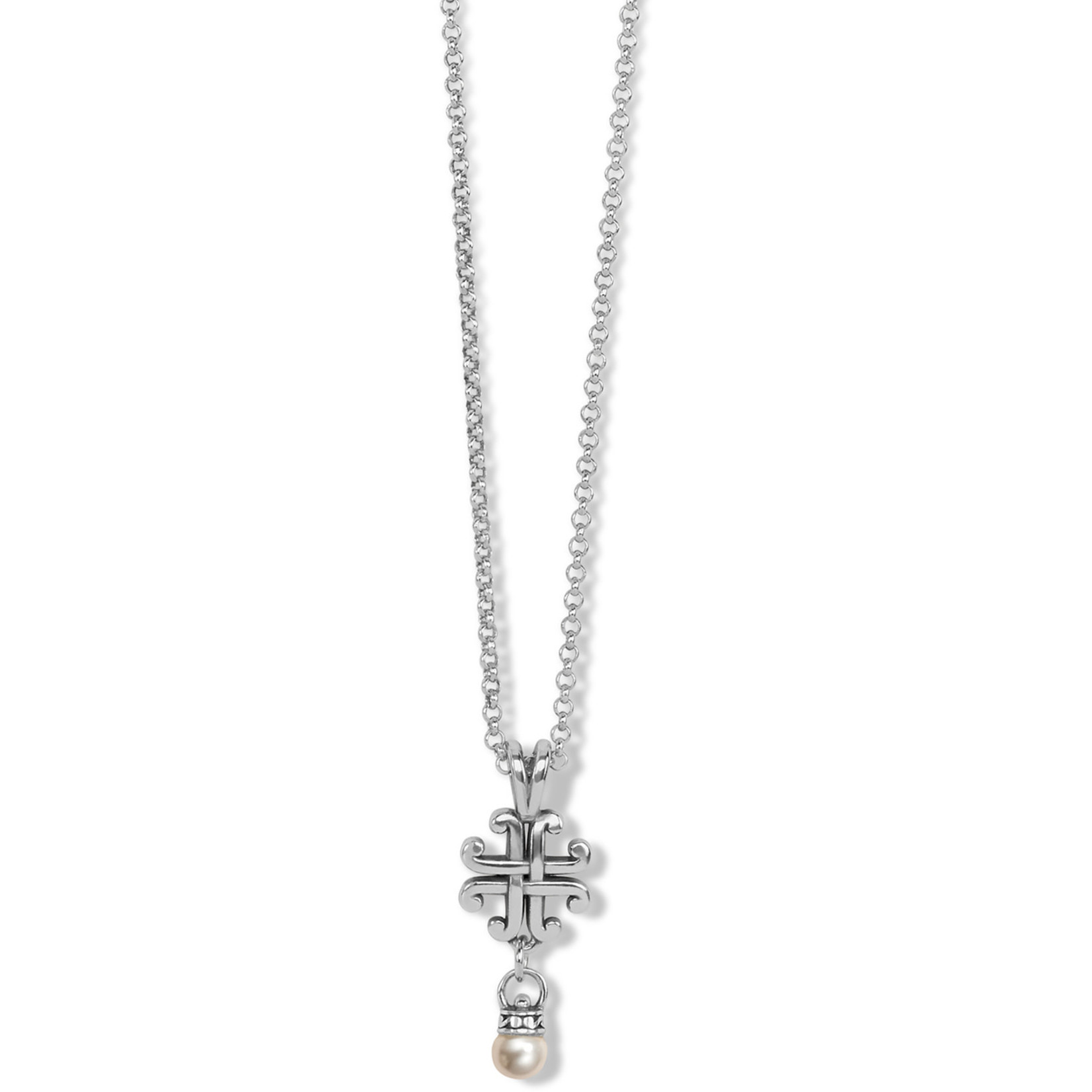 Brighton Taos Pearl Cross Mini Necklace