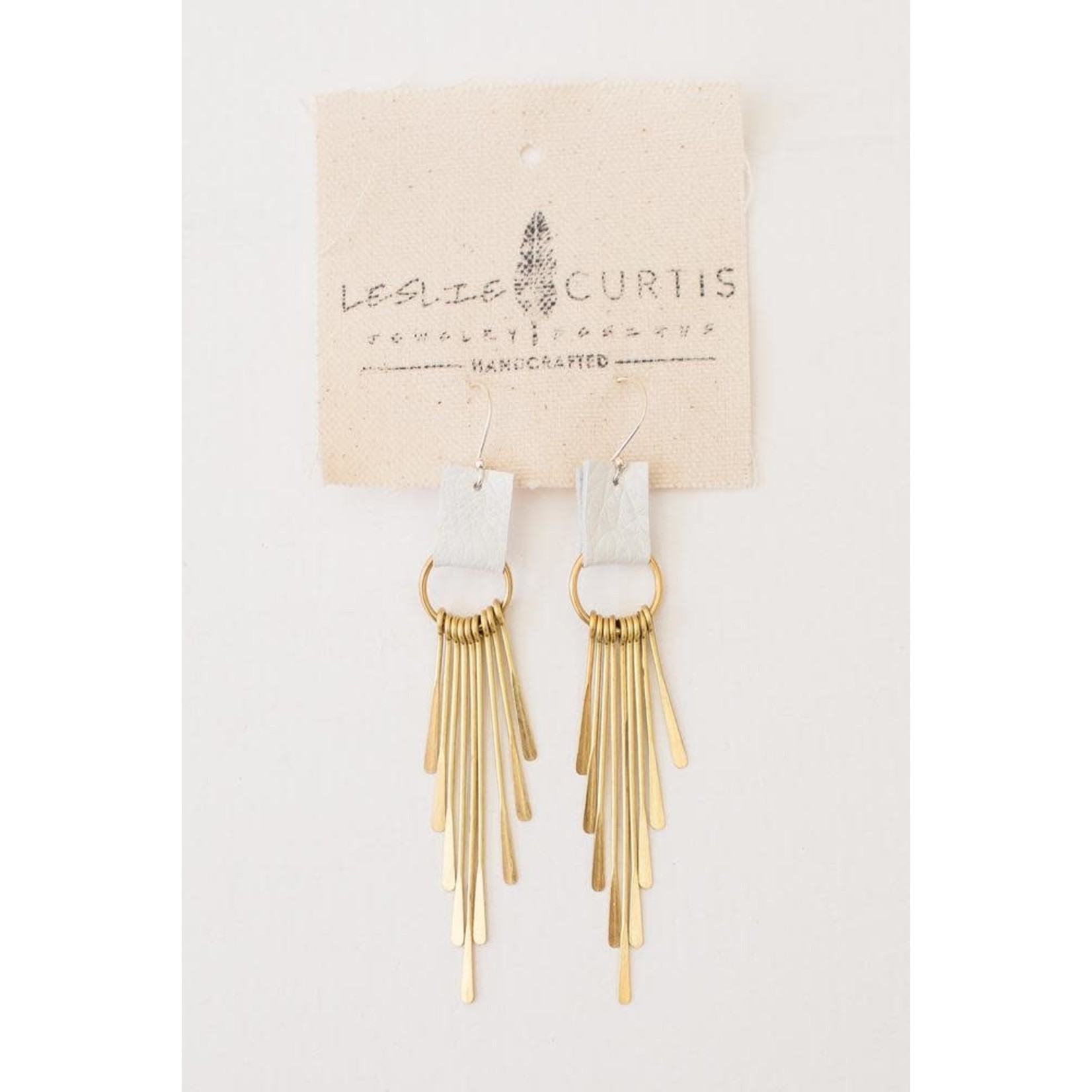 Coco White Leather Fringe Earrings