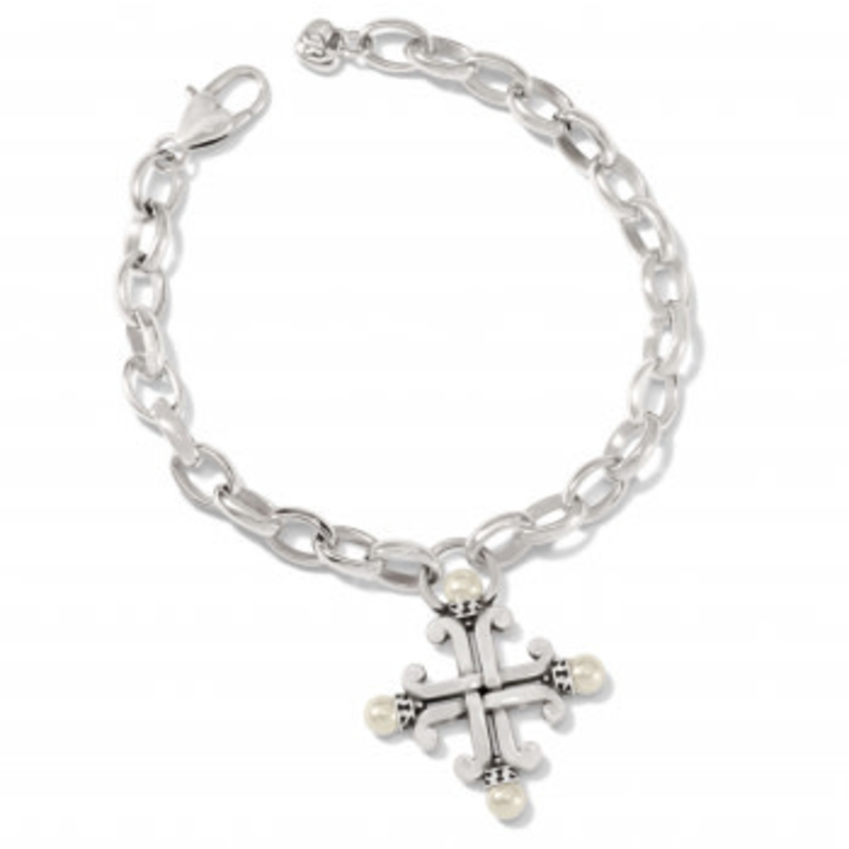 Brighton Taos Pearl Cross Bracelet Silver-Pearl