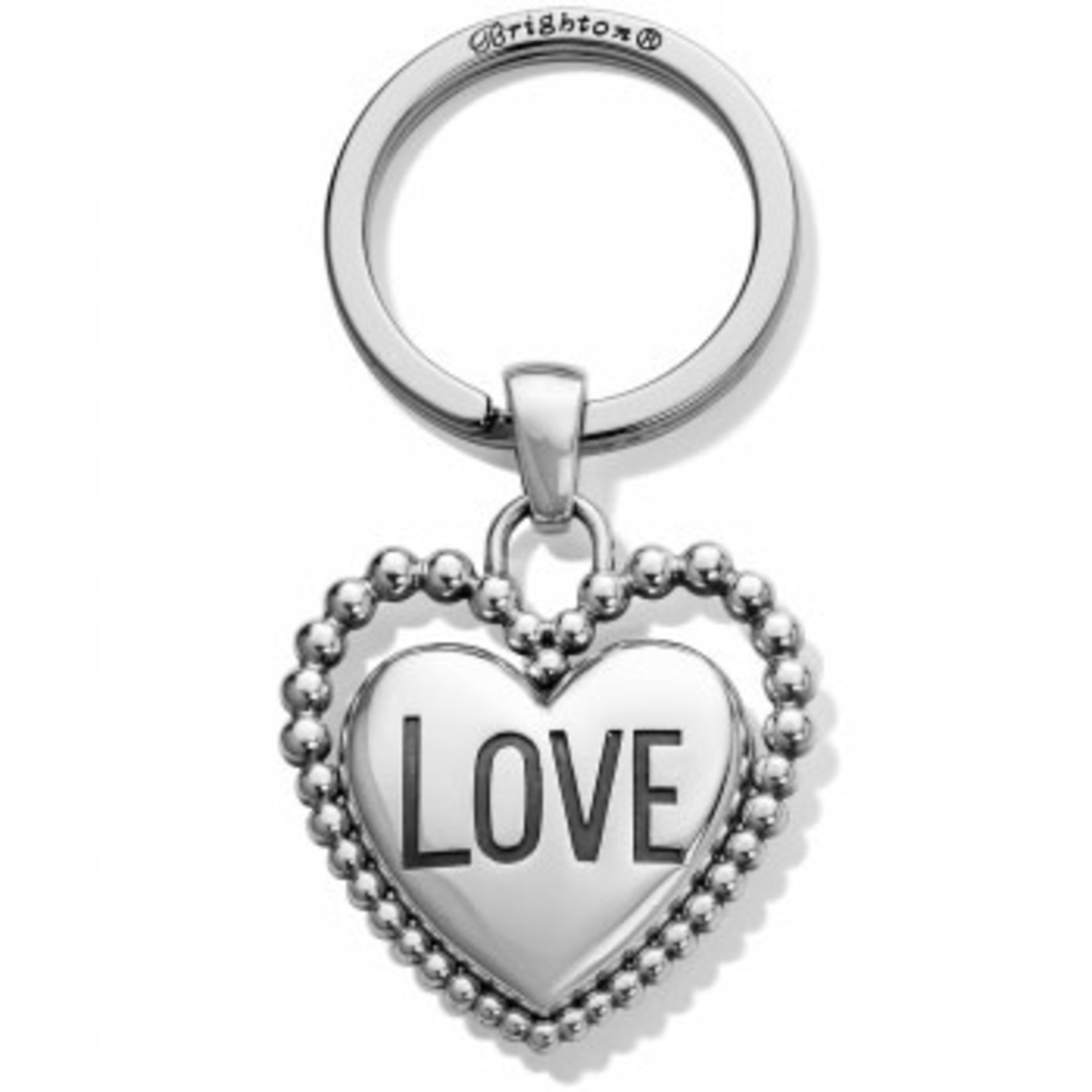 Brighton Beaded Love Key Fob Silver