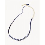 Spartina Beaded Wrap 33.5" Lapis Oyster Alley Necklace