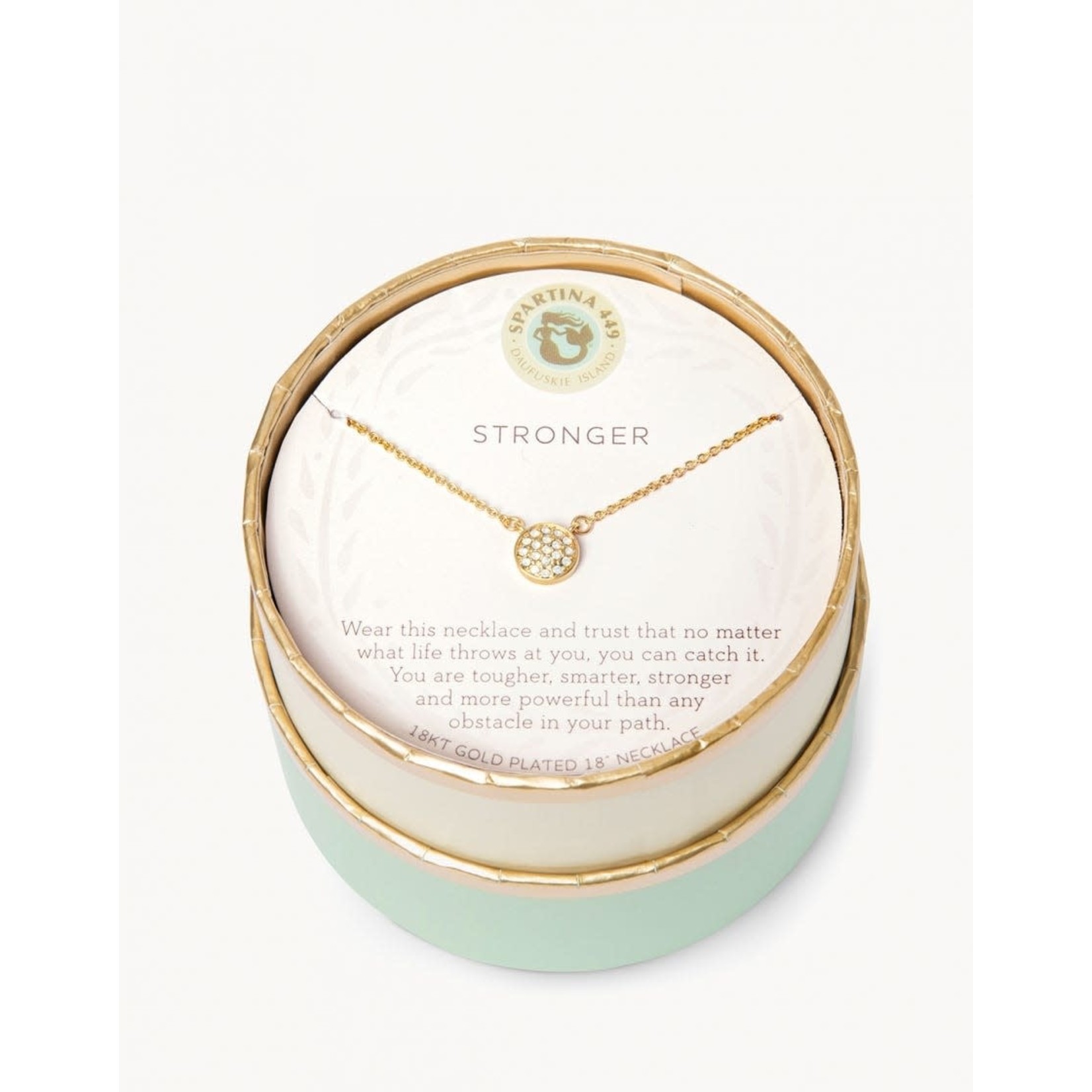 Spartina SLV Necklace 18" Stronger/Pave Disk Gold