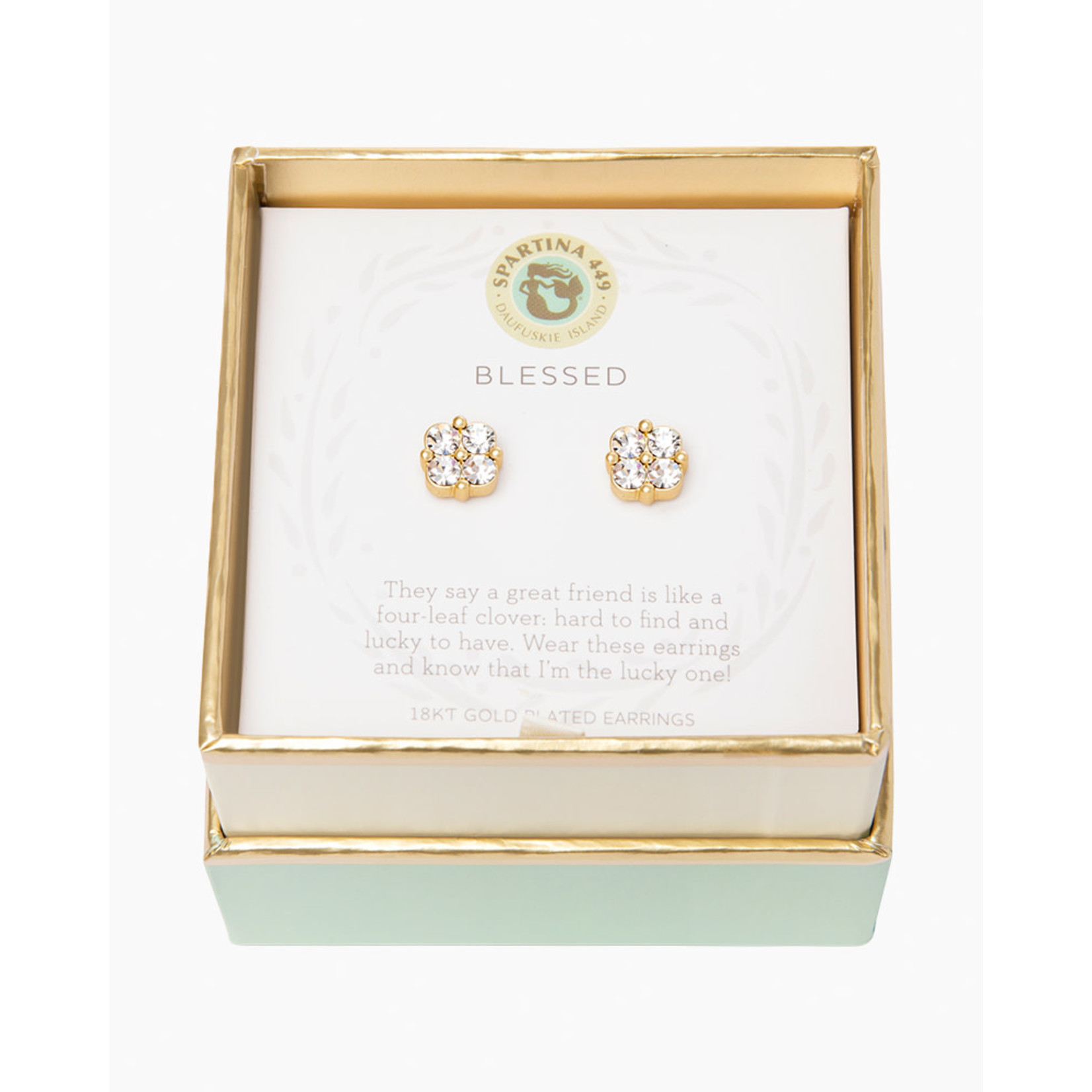 Spartina Sea La Vie Stud Earrings- Blessed/Crystal Clover