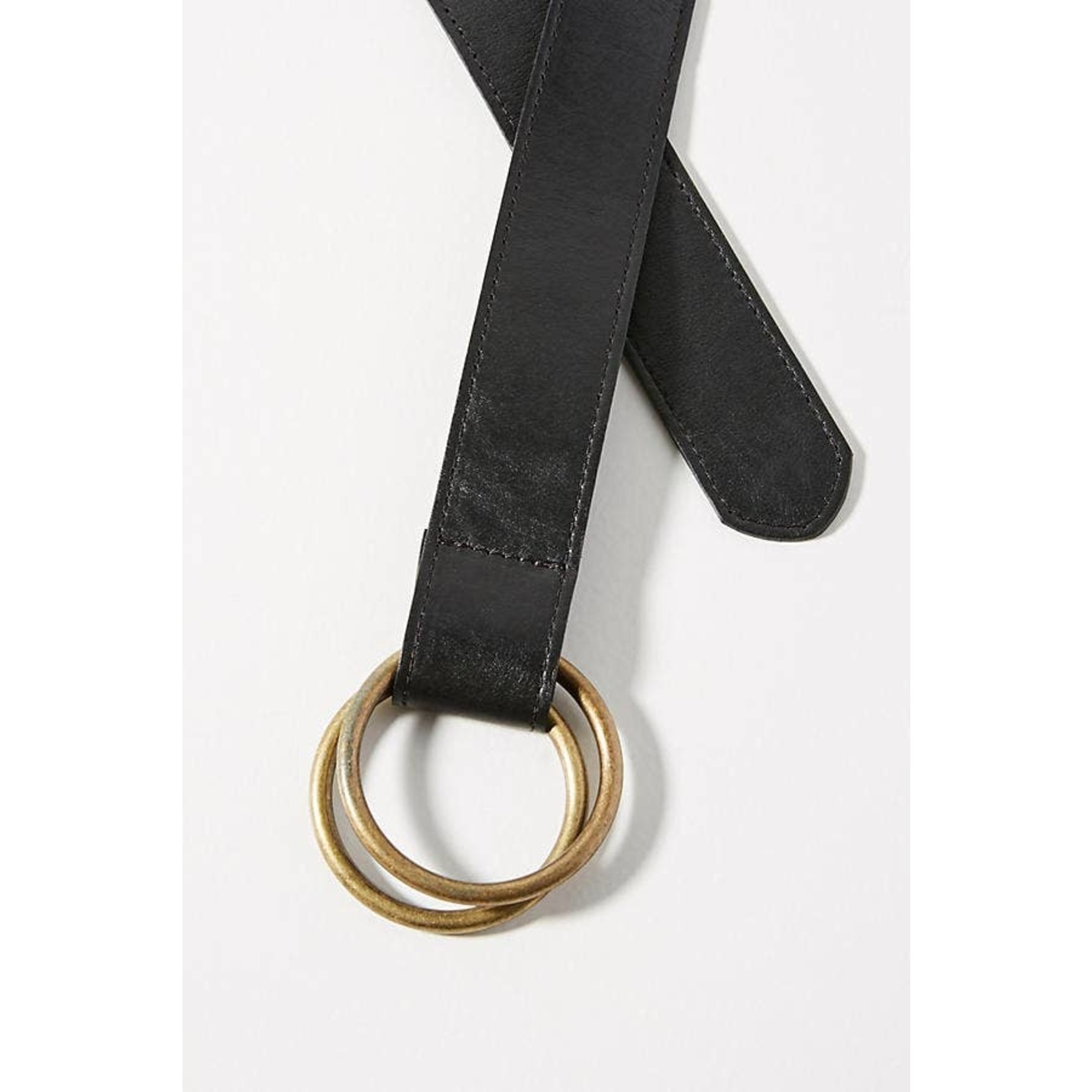ADA Josie Double Ring Leather Belt in Black