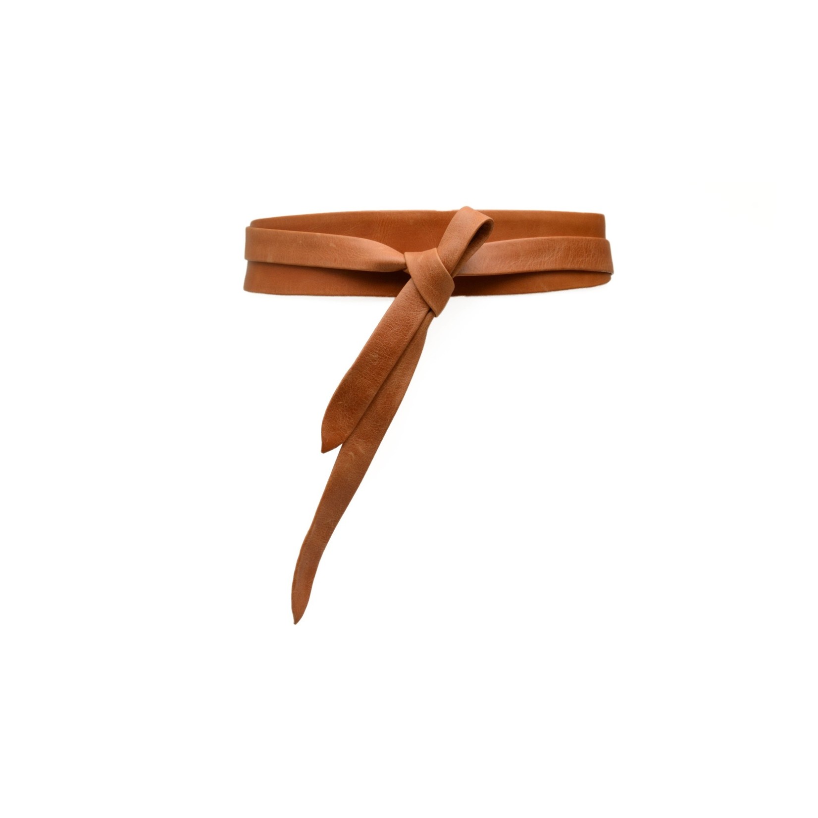 ADA Midi Leather Wrap Belt in Cognac