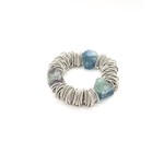 Sea Lily Silver PW Spring Ring Bracelet w/ Raw Fluorite Stones