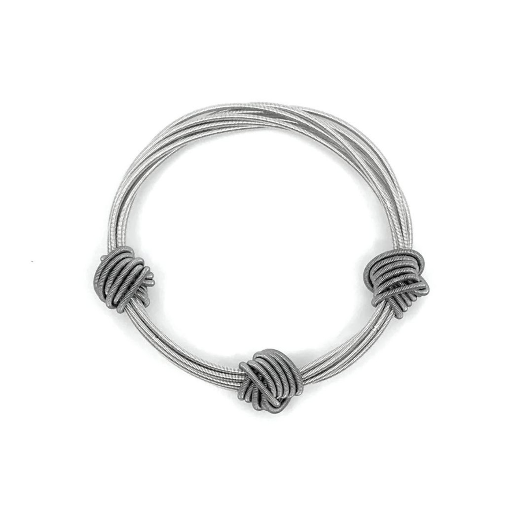 Sea Lily Silver PIano Wire w/3 Slate Knots Bracelet