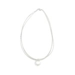 Sea Lily White 3 Strand Piano Wire Necklace w/ Single White Pearl